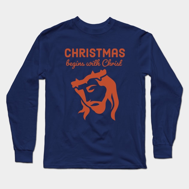 Christmas begins with Christ Long Sleeve T-Shirt by gnomeapple